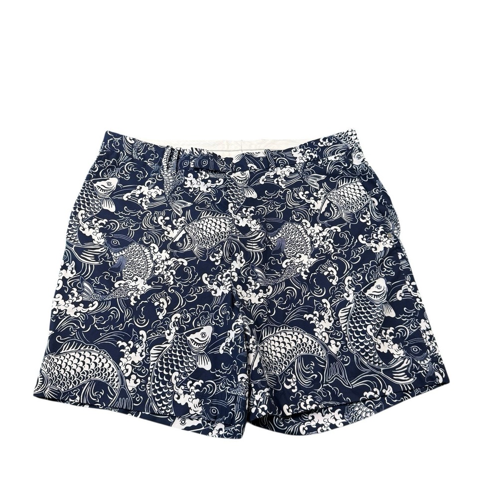 Rlx Ralph Lauren Blue White Koi Fish Performance Golf Short Size 38